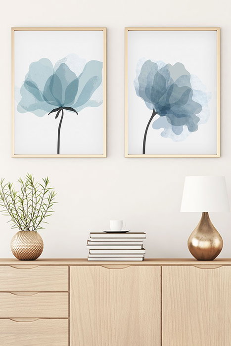 Wallity Set de 2 Pinturas Decorativas en MDF con Marco 50 x 70 cm